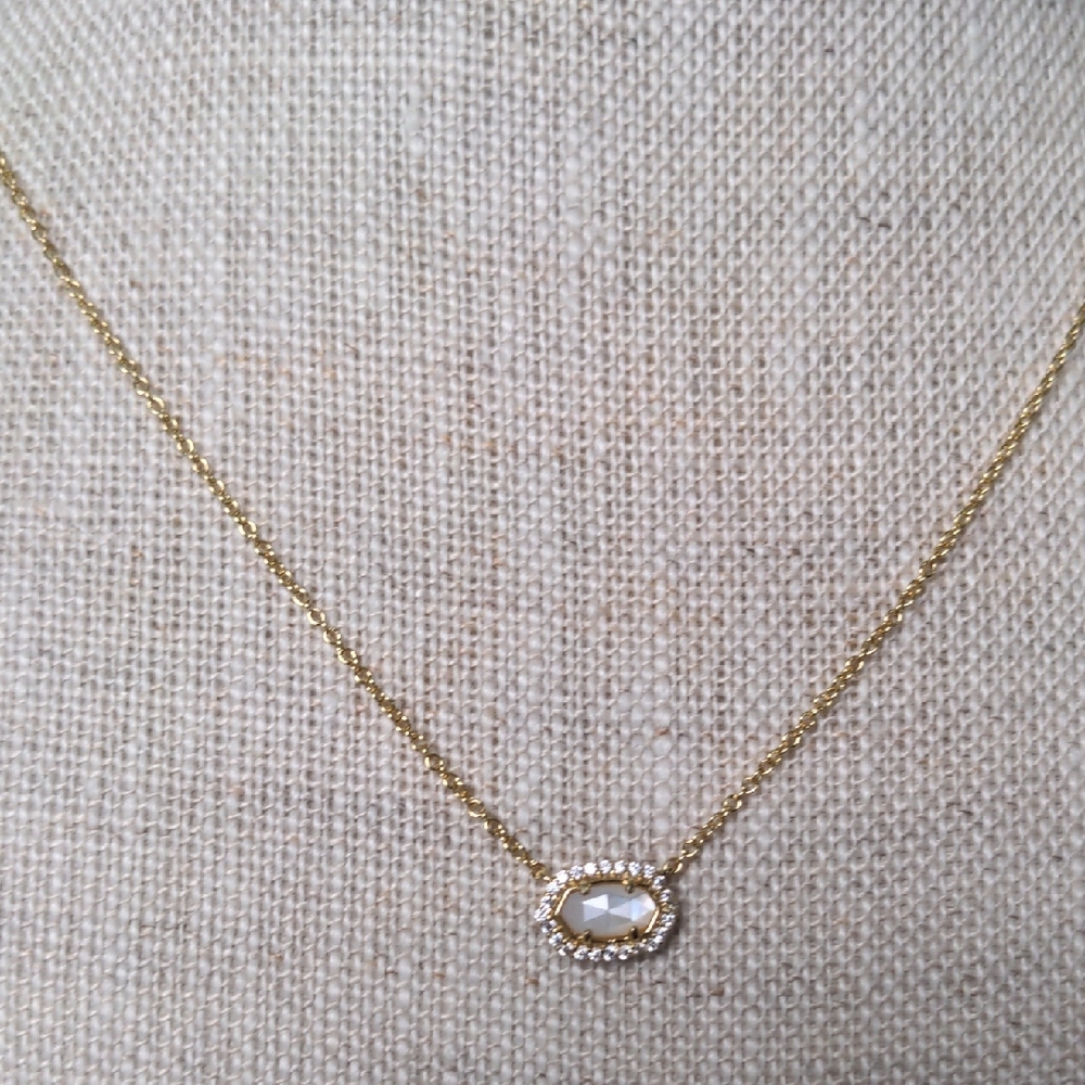 NWT Kendra Scott MOP Gold Pendant Necklace. Dainty, 15"+2 1/2, Macy's, Layering